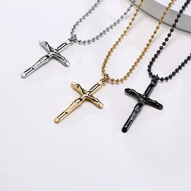 Colar Crucifixo Jesus - Estilo Moderno em Aço Inoxidável