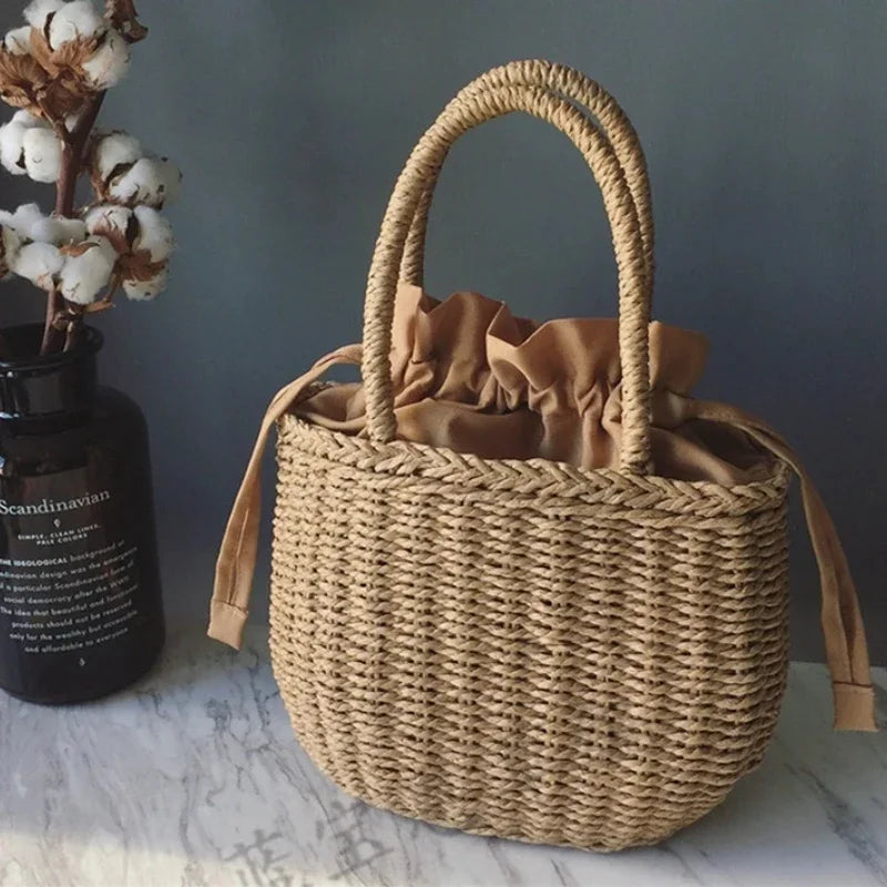 Straw Bags for Women 2023 Summer Hand-Woven Rattan Bag Handmade Woven Purse Wicker Beach Bag Bohemia Bali Handbag bolsos mimbre