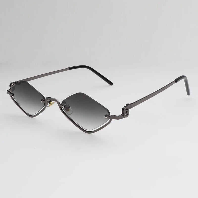 Óculos de Sol Feminino Poligonal – Design Vintage Cat Eye, Armação Metálica de Luxo, Estilo Hipster