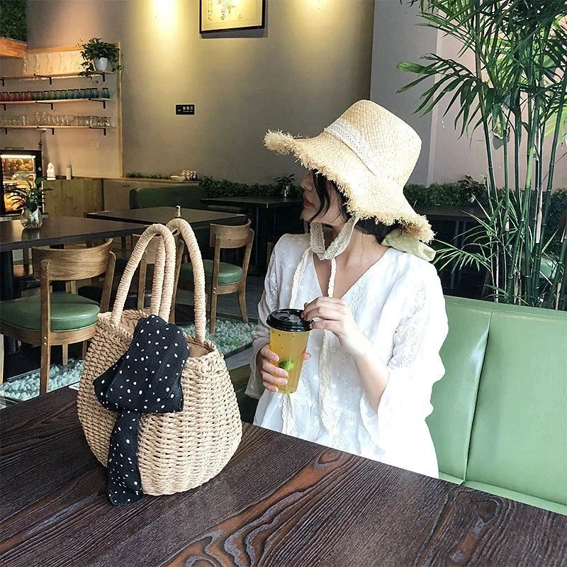 Straw Bags for Women 2023 Summer Hand-Woven Rattan Bag Handmade Woven Purse Wicker Beach Bag Bohemia Bali Handbag bolsos mimbre