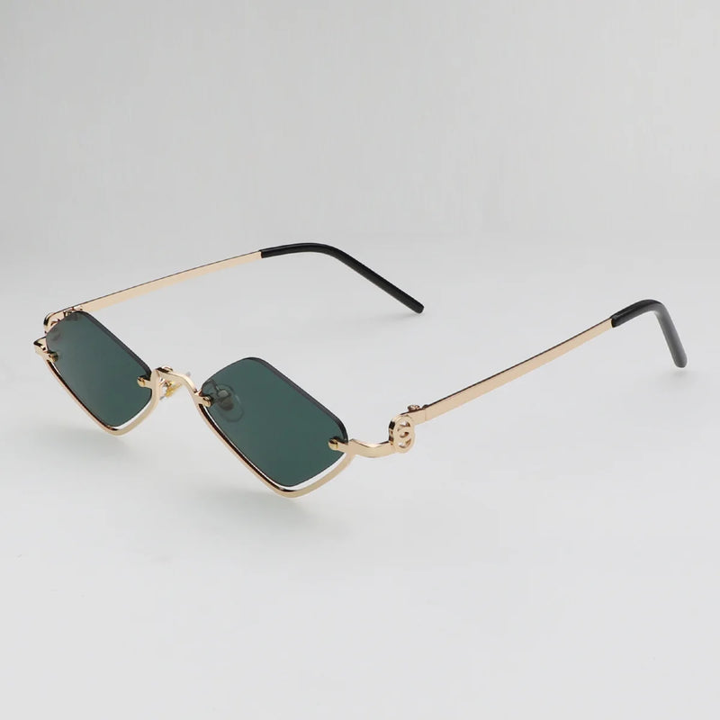 Óculos de Sol Feminino Poligonal – Design Vintage Cat Eye, Armação Metálica de Luxo, Estilo Hipster