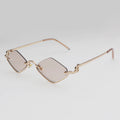Óculos de Sol Feminino Poligonal – Design Vintage Cat Eye, Armação Metálica de Luxo, Estilo Hipster