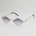 Óculos de Sol Feminino Poligonal – Design Vintage Cat Eye, Armação Metálica de Luxo, Estilo Hipster