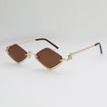 Óculos de Sol Feminino Poligonal – Design Vintage Cat Eye, Armação Metálica de Luxo, Estilo Hipster
