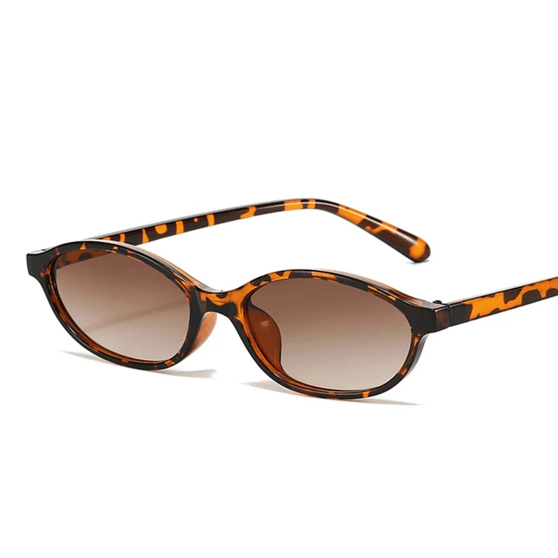 Óculos de Sol Feminino Retrô Oval – Estilo Leopardo, Armação Pequena e Moderna